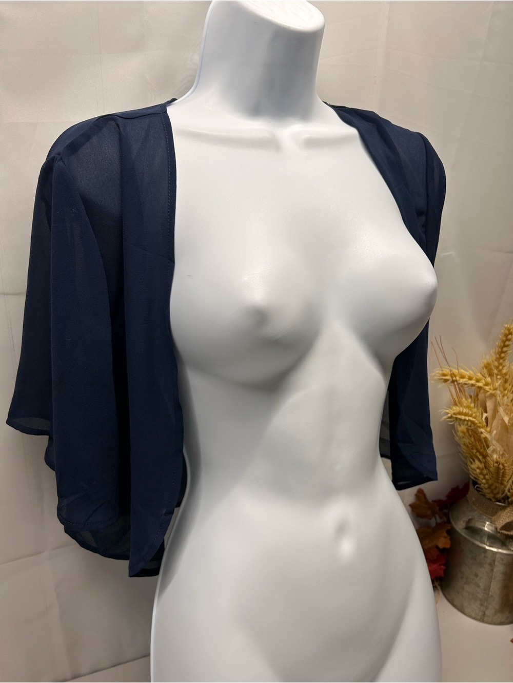 Amazon Navy Sheer Chiffon Bolero Shrug